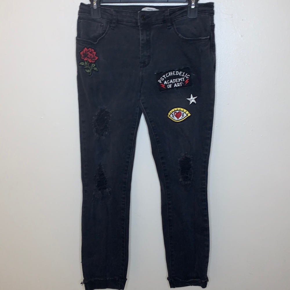 Mate black rock star distressed cuffed jeans